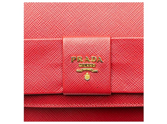 Portafoglio Prada Red Saffiano Lux Bow con tracolla Rosso - vista 9