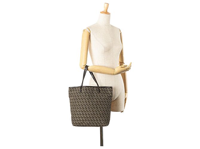 Fendi Braune Zucchino Canvas Tasche Dunkelbraun - Ansicht 12