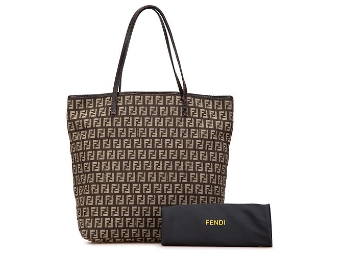 Fendi Braune Zucchino Canvas Tasche Dunkelbraun - Ansicht 13