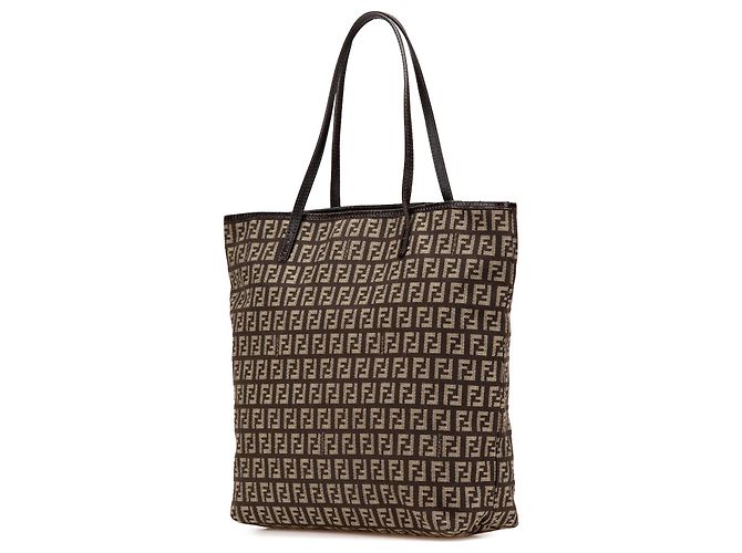 Fendi Braune Zucchino Canvas Tasche Dunkelbraun - Ansicht 2