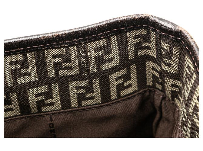 Fendi Braune Zucchino Canvas Tasche Dunkelbraun - Ansicht 7