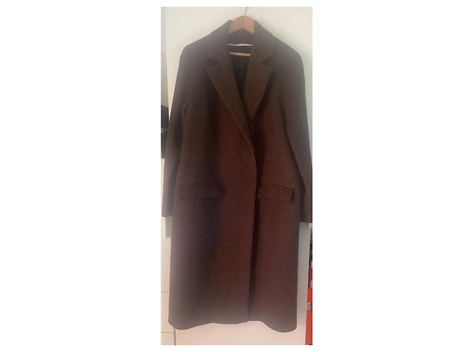 Cos double-breasted houndstooth wool coat brown - view 3