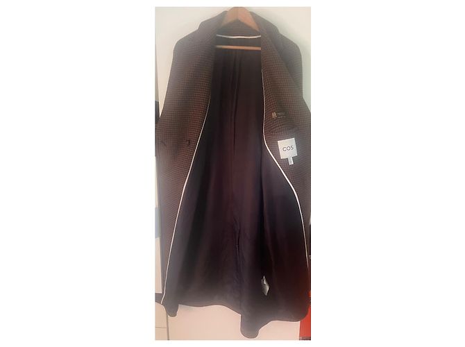 Cos double-breasted houndstooth wool coat brown - view 5