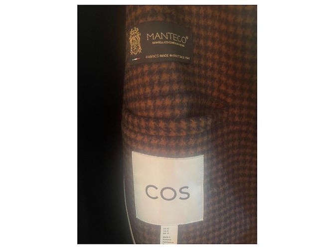 Cos double-breasted houndstooth wool coat brown - view 6