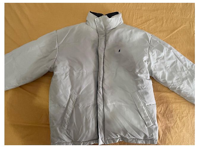 Giacca invernale Ralph Lauren Double Face Blu Beige Cotone - vista 3