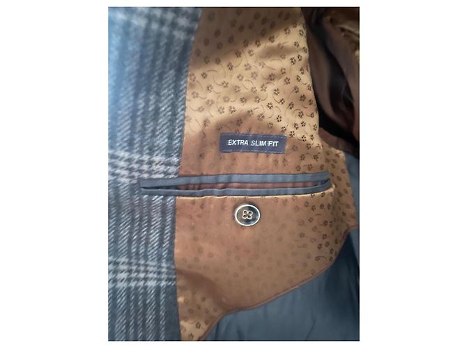 inconnue Blazer de lã e cetim Marrom Bege Cinza - vista 6