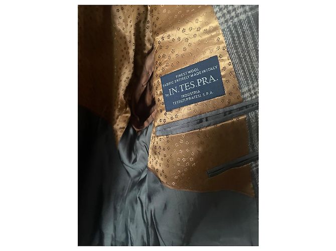 inconnue Blazer de lã e cetim Marrom Bege Cinza - vista 7