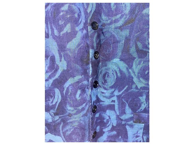 Kenzo Weste aus blauem Cord mit Satinfutter Dunkelviolett - Ansicht 3