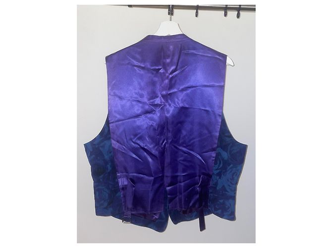 Kenzo Weste aus blauem Cord mit Satinfutter Dunkelviolett - Ansicht 5