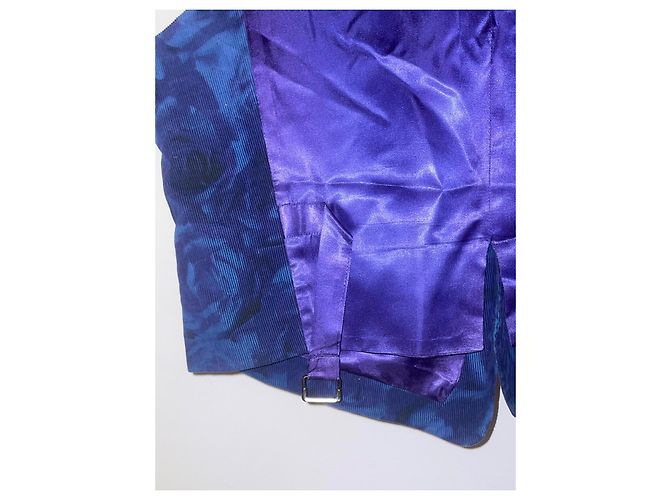 Kenzo Weste aus blauem Cord mit Satinfutter Dunkelviolett - Ansicht 6