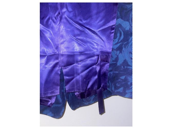 Kenzo Weste aus blauem Cord mit Satinfutter Dunkelviolett - Ansicht 7