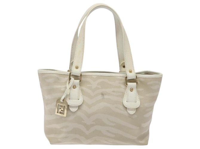 Borsa FENDI in tela bianca e oro Auth bs25843 Bianco D'oro - vista 13