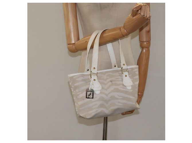 Borsa FENDI in tela bianca e oro Auth bs25843 Bianco D'oro - vista 21