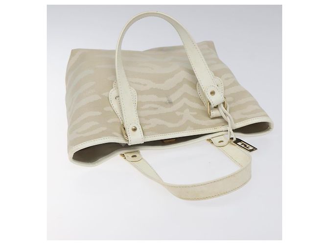 Borsa FENDI in tela bianca e oro Auth bs25843 Bianco D'oro - vista 6