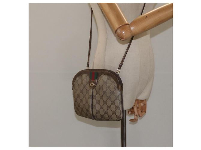 Borsa a spalla GUCCI GG Supreme Web Sherry Line PVC Beige 904 02 047 Auth hk2601 - vista 24