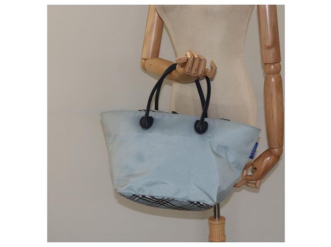 Borsa a mano BURBERRY Blue Label in nylon blu argento autentica hs1718 - vista 20