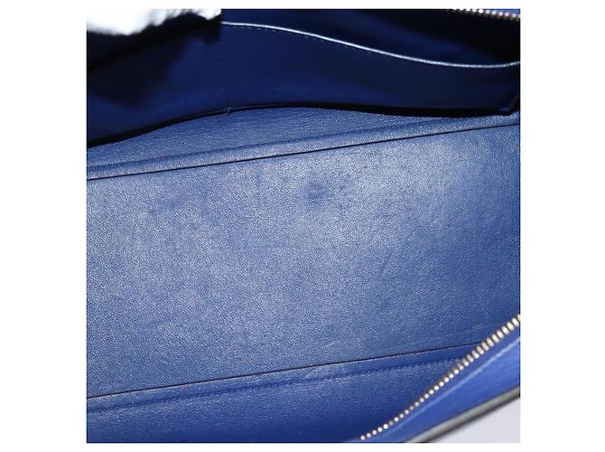 Céline Borsa a mano Trapeze CELINE in pelle scamosciata 2 in 1 blu oro Auth BA2409 D'oro - vista 10