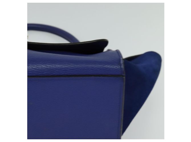 Céline Borsa a mano Trapeze CELINE in pelle scamosciata 2 in 1 blu oro Auth BA2409 D'oro - vista 15