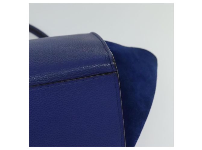 Céline Borsa a mano Trapeze CELINE in pelle scamosciata 2 in 1 blu oro Auth BA2409 D'oro - vista 17