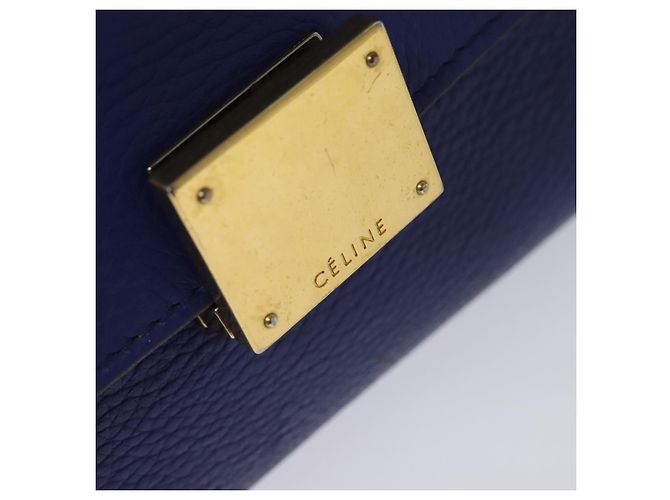 Céline Borsa a mano Trapeze CELINE in pelle scamosciata 2 in 1 blu oro Auth BA2409 D'oro - vista 9