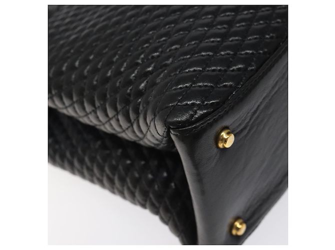 Borsa a mano BALLY in pelle nera e oro Auth BA2294 Nero D'oro - vista 14