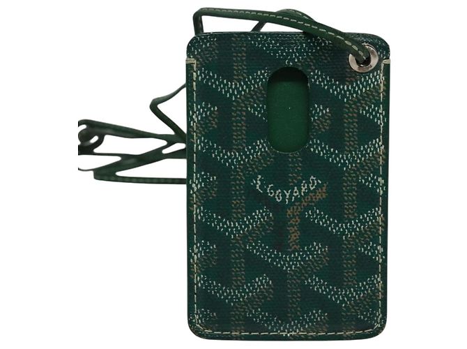 GOYARD Herringbone Pass Case in pelle PVC verde Auth 123464 - vista 13