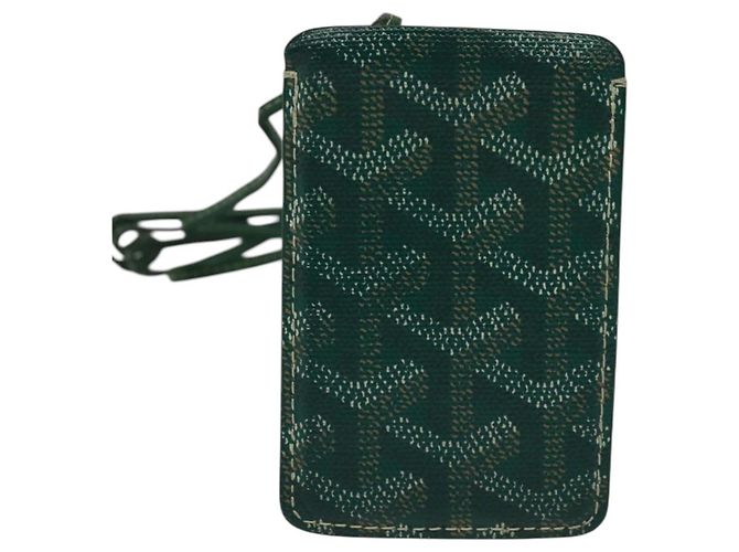 GOYARD Herringbone Pass Case in pelle PVC verde Auth 123464 - vista 2