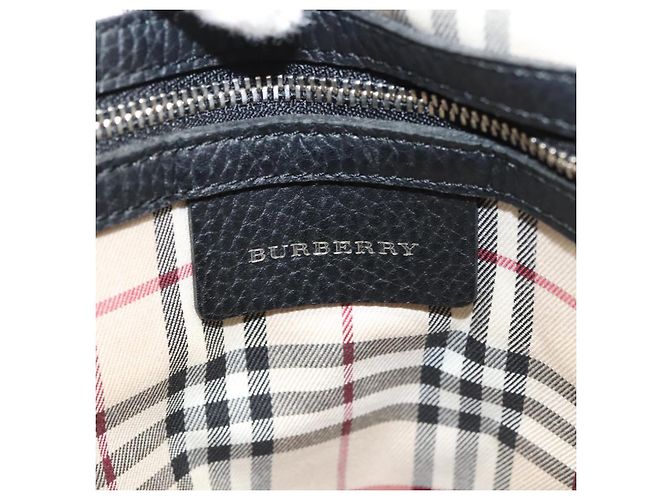 Borsa a mano BURBERRY in pelle nera argento autentica am8474 Nero - vista 10