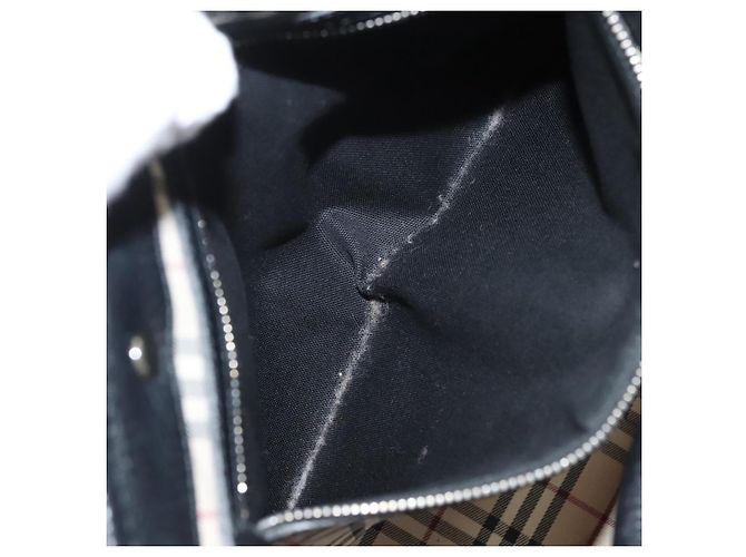 Borsa a mano BURBERRY in pelle nera argento autentica am8474 Nero - vista 12