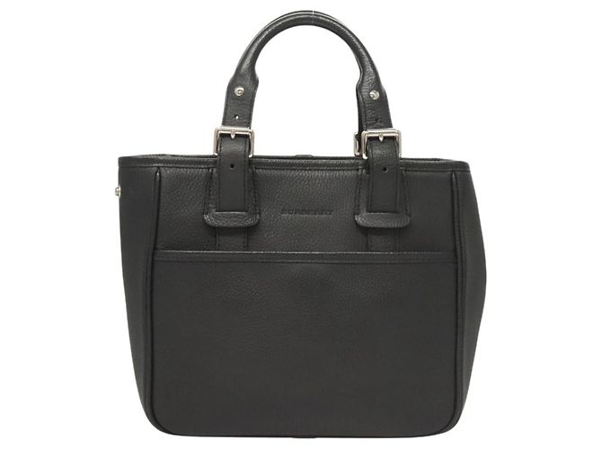 Borsa a mano BURBERRY in pelle nera argento autentica am8474 Nero - vista 13