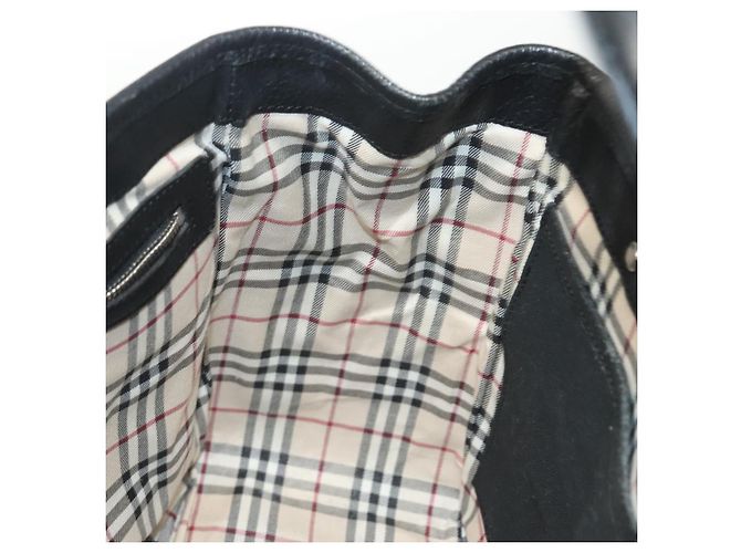 Borsa a mano BURBERRY in pelle nera argento autentica am8474 Nero - vista 18