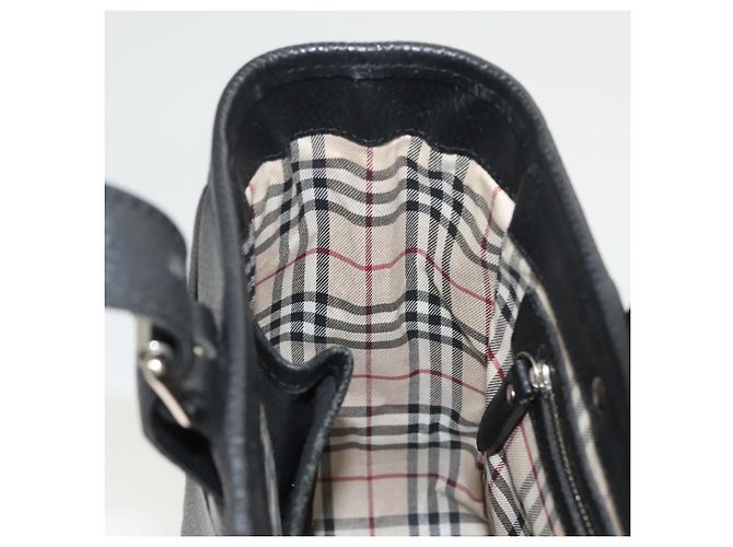 Borsa a mano BURBERRY in pelle nera argento autentica am8474 Nero - vista 19