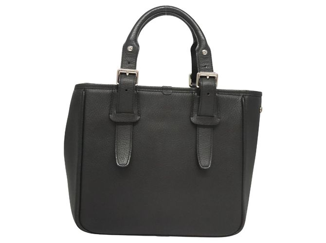 Borsa a mano BURBERRY in pelle nera argento autentica am8474 Nero - vista 2
