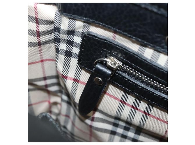 Borsa a mano BURBERRY in pelle nera argento autentica am8474 Nero - vista 20