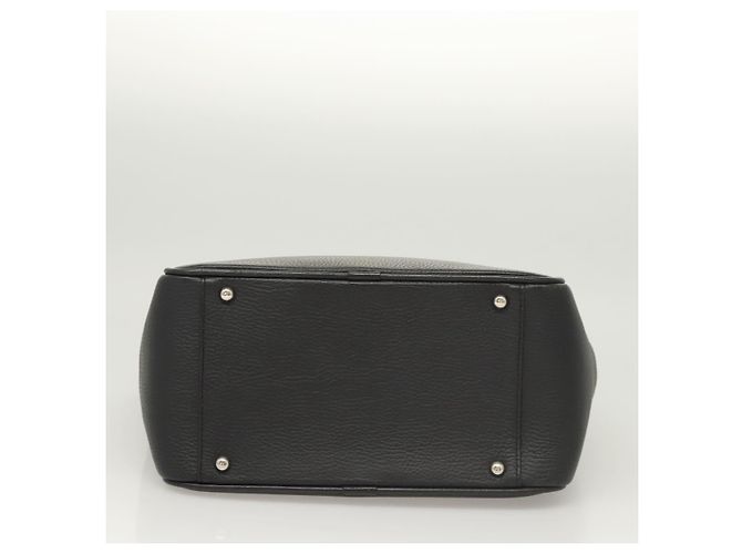Borsa a mano BURBERRY in pelle nera argento autentica am8474 Nero - vista 5