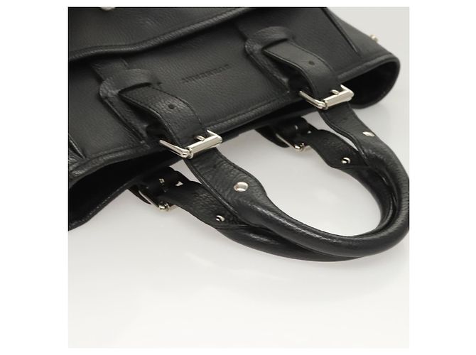Borsa a mano BURBERRY in pelle nera argento autentica am8474 Nero - vista 6