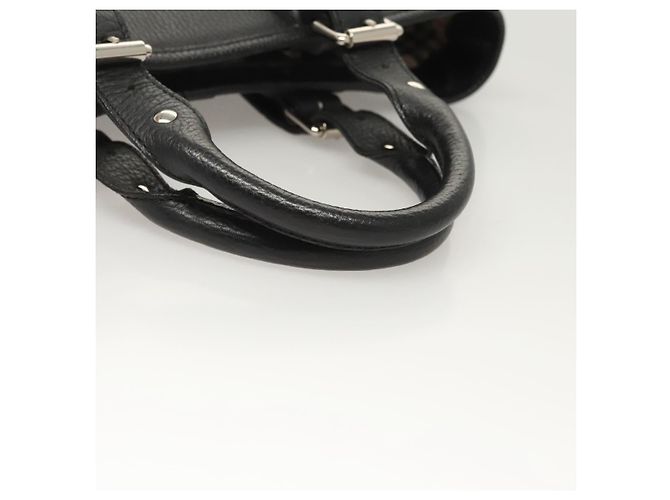 Borsa a mano BURBERRY in pelle nera argento autentica am8474 Nero - vista 7