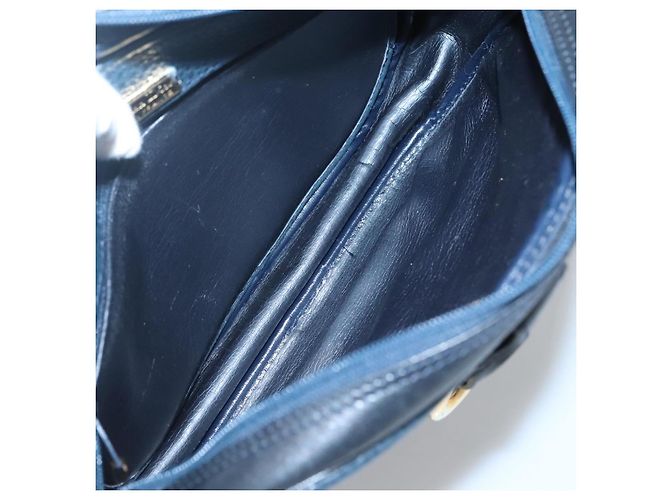 Borsa a Spalla Christian Dior in Pelle Blu Navy Oro Auth BA2504 D'oro - vista 11
