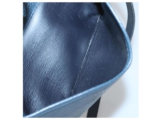 Borsa a Spalla Christian Dior in Pelle Blu Navy Oro Auth BA2504 D'oro - vista 12