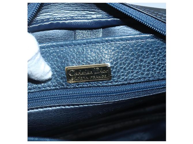 Borsa a Spalla Christian Dior in Pelle Blu Navy Oro Auth BA2504 D'oro - vista 17