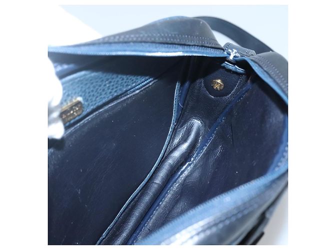 Borsa a Spalla Christian Dior in Pelle Blu Navy Oro Auth BA2504 D'oro - vista 18