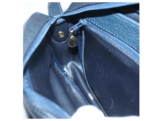 Borsa a Spalla Christian Dior in Pelle Blu Navy Oro Auth BA2504 D'oro - vista 19