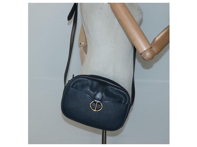 Borsa a Spalla Christian Dior in Pelle Blu Navy Oro Auth BA2504 D'oro - vista 22