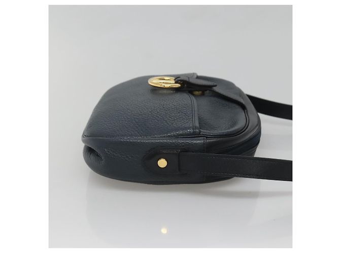 Borsa a Spalla Christian Dior in Pelle Blu Navy Oro Auth BA2504 D'oro - vista 3
