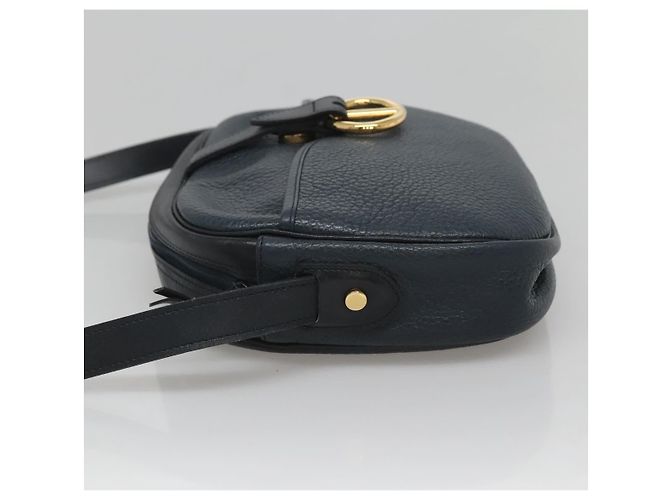Borsa a Spalla Christian Dior in Pelle Blu Navy Oro Auth BA2504 D'oro - vista 4