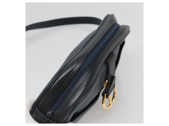 Borsa a Spalla Christian Dior in Pelle Blu Navy Oro Auth BA2504 D'oro - vista 6
