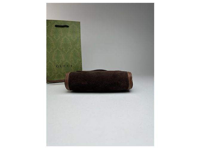 Clutch in pelle vintage Gucci marrone - vista 10