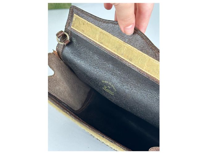 Clutch in pelle vintage Gucci marrone - vista 11