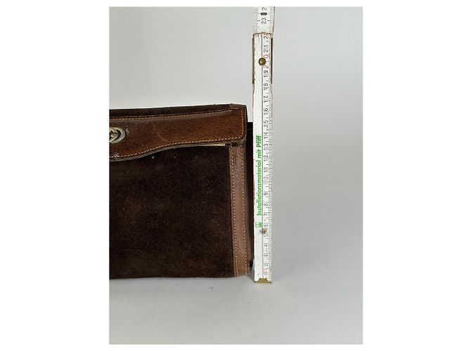 Clutch in pelle vintage Gucci marrone - vista 12