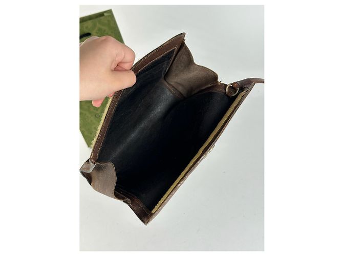 Clutch in pelle vintage Gucci marrone - vista 13